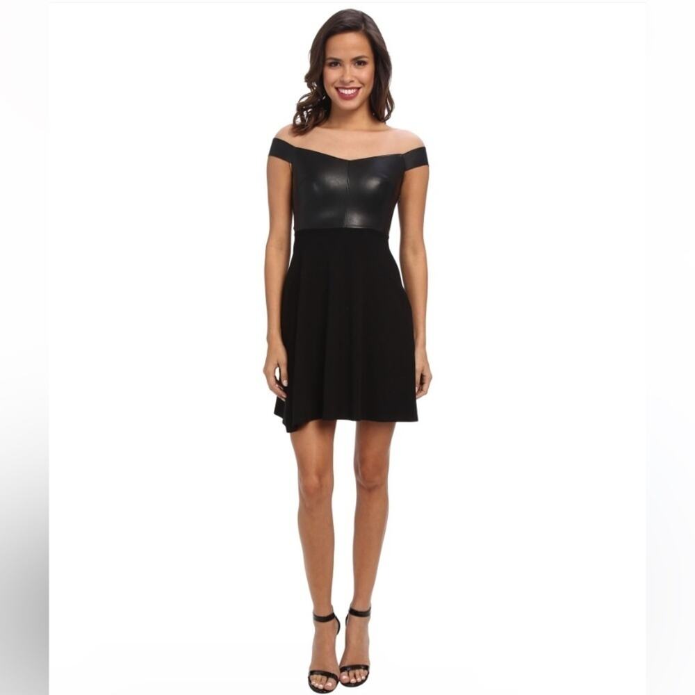 Bailey 44 | Endorphin Mesh and Faux Leather Top Fit and Flare Black Dress Size 4